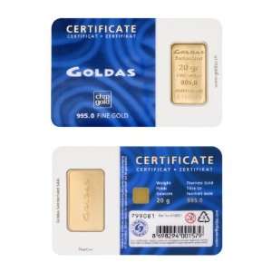  Goldas Chipgold 20 gr .995 Fine Gold Bar Premium Gift Card 