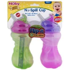  Nuby 14 oz 2 Pack No Spill Flex Straw Cup Baby