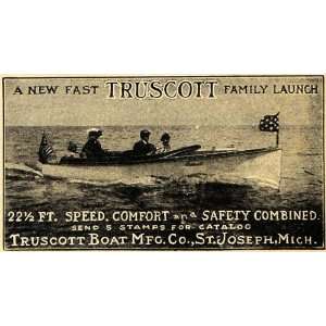  1910 Ad Truscott Family Launch Boat St. Joseph Michigan 