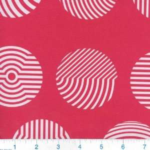  62 Wide Printed Taffeta Red Circles Fabric By The Yard 