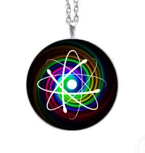 Glowing Atom Handmade Glass Tile Jewelry Necklace Pendant  