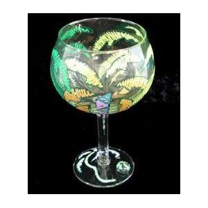  Party Palms Design   Hand Painted   Goblet   12.5 oz 