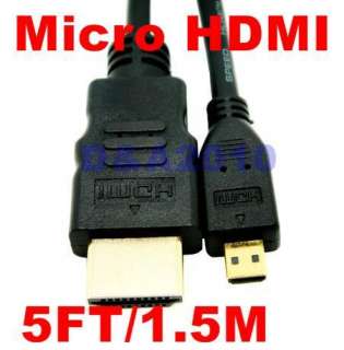 5FT 1.5m Micro HDMI to HDMI Cable EVO 4G Droid X Atrix  