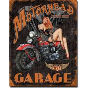  Metal Sign   Motorhead Garage Pinup Automotive