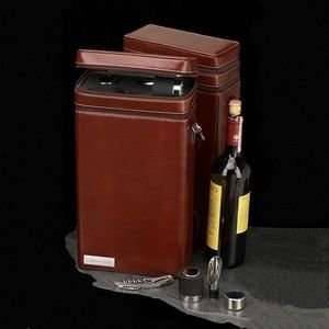  Burgundy Leather Wine Case