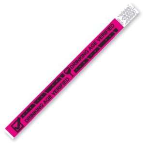   Neon Pink Tyvek Wristbands   Drinking Age Verified