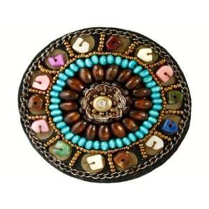  Handmade Circle Hair Pin with Beads and Rhinestones 