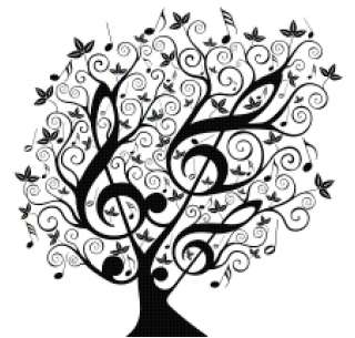   Counted Cross Stitch Pattern Design Black and White Treble Clef Tree