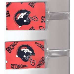  Set of 2 Luggage Tags Made with NFL Denver Broncos Orange 