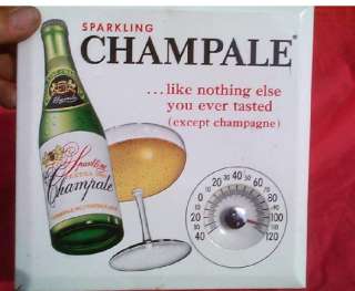 Vintage Champale / Beer Thermometer Metal Sign old  