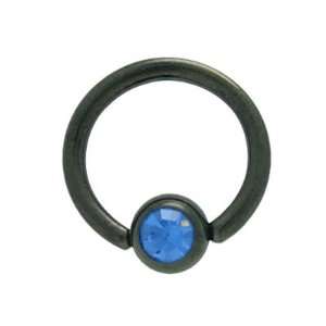   Gauge Jeweled Bead Black Titanium Captive Bead Ring   07170GR Jewelry