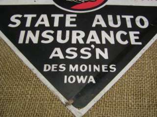 RARE Vintage State Auto Insurance Sign Antique Old Iowa  