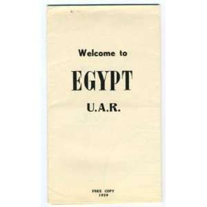  Welcome to Egypt U.A.R. Map and Guide 1959 Everything 