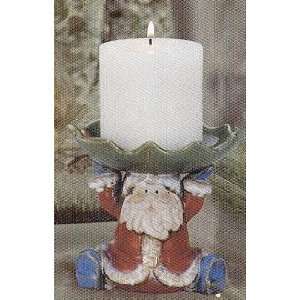 Republic Imports Christmas Collection Pillar Holder with Candle, Santa