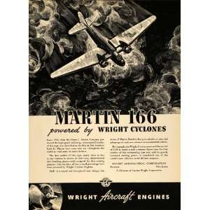  1939 Ad Wright Aircraft Cyclone Engines Martin 166 