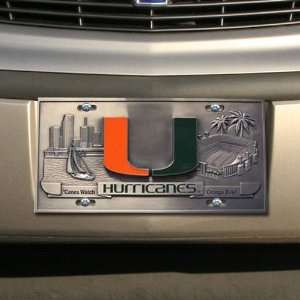  Miami Hurricanes Heavy Duty Color Pewter License Plate 