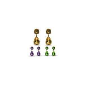  ZALES Pear and Round Gemstone Dangle Earrings in 10K Gold 