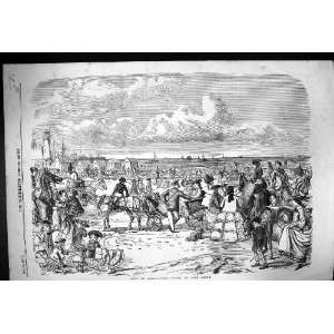 1857 Beach Scene Scarborough Huts Lighthouse Horses Carriage  