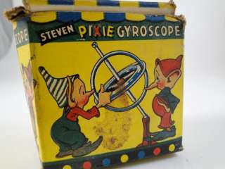   Steven Pixie Gyroscope Top Toy w/Box Elf Magic 1955 Old Retro  