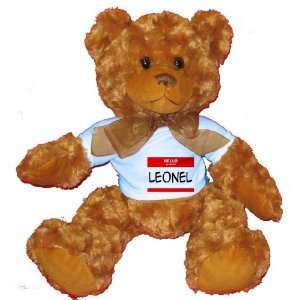  HELLO my name is LEONEL Plush Teddy Bear with BLUE T Shirt 
