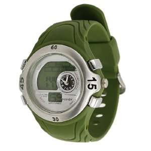   Army Green Band Round Double Dial Soft Band Sports Watch Sports