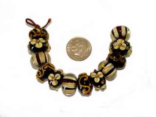 AAA Lampwork Glass Rondelle 12 Gold Brown Coffee Beads  