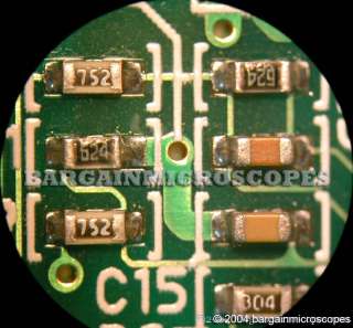 circuit board photo thru 10x eyepiece 20x total magnification 