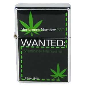   New Novelty Fun Wanted Medicinal Marijuana Metal Flip Top Lighter