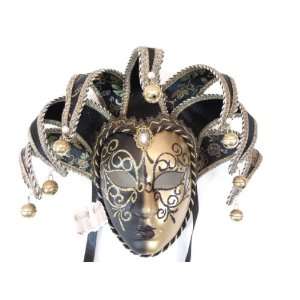 Black Gold Jolly Lillo Venetian Masquerade Mask 