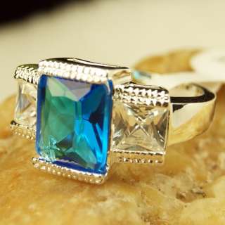 New Blue Topaz Gemstone Silver Jewelry Ring Size #7 B18  