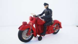   HUBLEY KIDDIE Toy MOTORCYCLE POLICE DEPT. with DRIVER Old Toy  