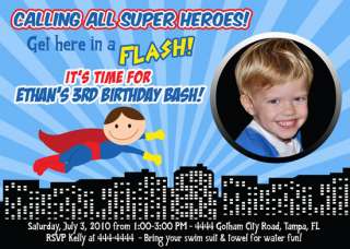 super hero city birthday vertical artwork created by babystar design