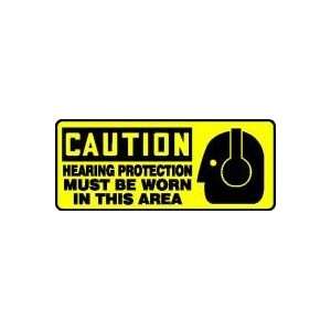 CAUTION HEARING PROTECTION MUST BE WORN IN THIS AREA (W/GRAPHIC) 7 x 