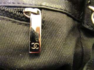 Chanel Handbag Black Leather Diamond Quiled Accordian Style Purse 