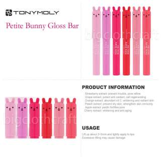   Tonymoly Petite Bunny Lip Gloss Bar Lipstick #1 #2 #3 #4 #5 #6 + Tint