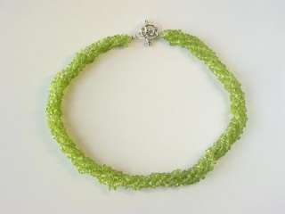 Necklace Peridot 4 Strands Twisted Chips Green Nuggets  