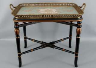 REPRO PORCELAIN BRASS ANBERTONIA TRAY TABLE ON STAND  
