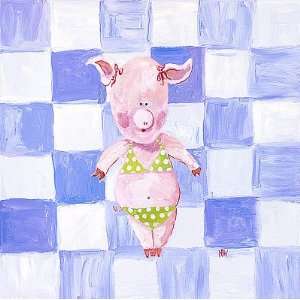  Lillian the Bikini Pig Canvas Reproduction