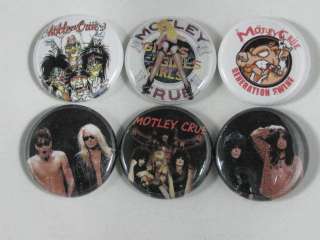 MOTLEY CRUE ROCK BAND 6 NEW Pinback Buttons Badges # 13  