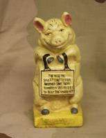 Unusual Iron PIG OF WISDOM dime & penny Savings Bank  