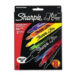  Flip Chart Markers, Bullet Tip, Eight Colors, 8/set 