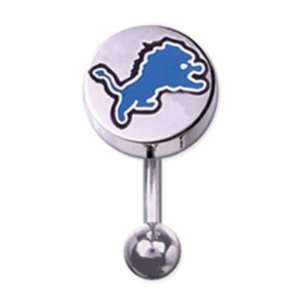  Detroit Lions 316L Stainless Steel Belly Ring   14G   3/8 Inch 