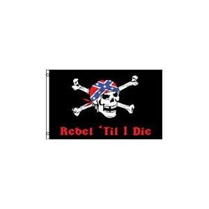  Pirate Rebel Til I Die 3x5 Polyester Flag Patio, Lawn 