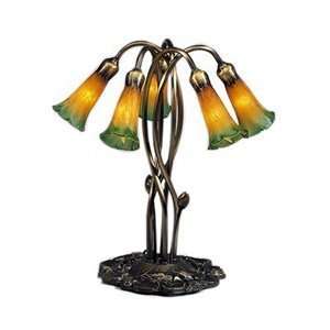  Meyda Tiffany 5 Light Lilies Table Lamp Fixture, Amber 