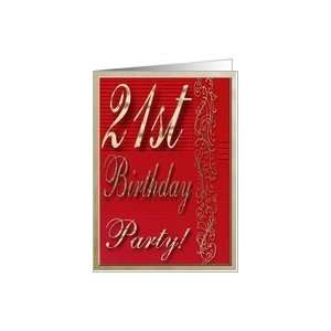   21st Birthday Party Invitation, Gold and Red Design Card Toys & Games