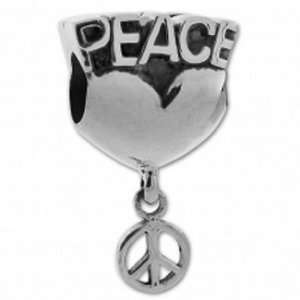    Biagi Sterling Silver Peace Heart Dangle Bead Charm Biagi Jewelry