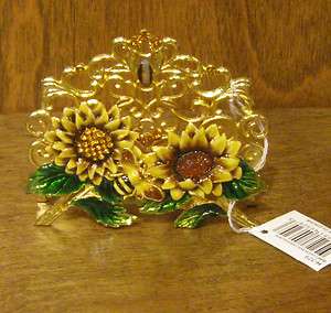 Pewter Business Card Holder #H329 SUNFLOWER with BEE, Mint/box from 
