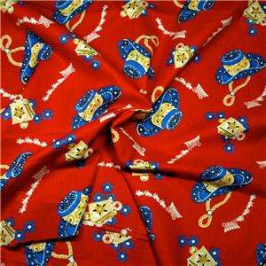 Vintage 1960s Cotton Fabric Cowboy Theme on Red BTY  