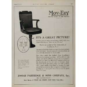 1922 Ad Mov Ezy Theater Silent Movie Chair Partridge   Original Print 