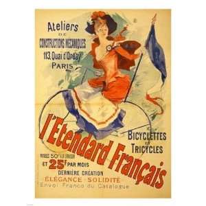   IEtendard Francais Bicyclettes  18 x 24  Poster Print